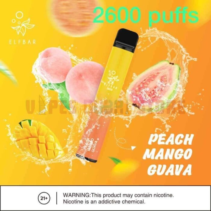 ELFBAR 2600 Puffs 20MG Disposable Vape in Dubai PEACH MANGO GUAVA