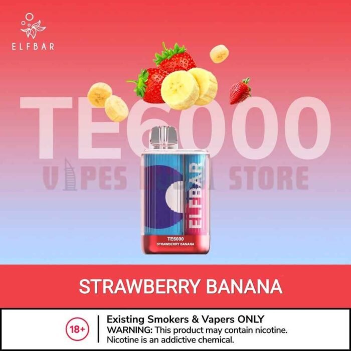 Elfbar TE6000 (6000 Puffs) 50Mg Disposable Vape In Dubai Strawberry Banana
