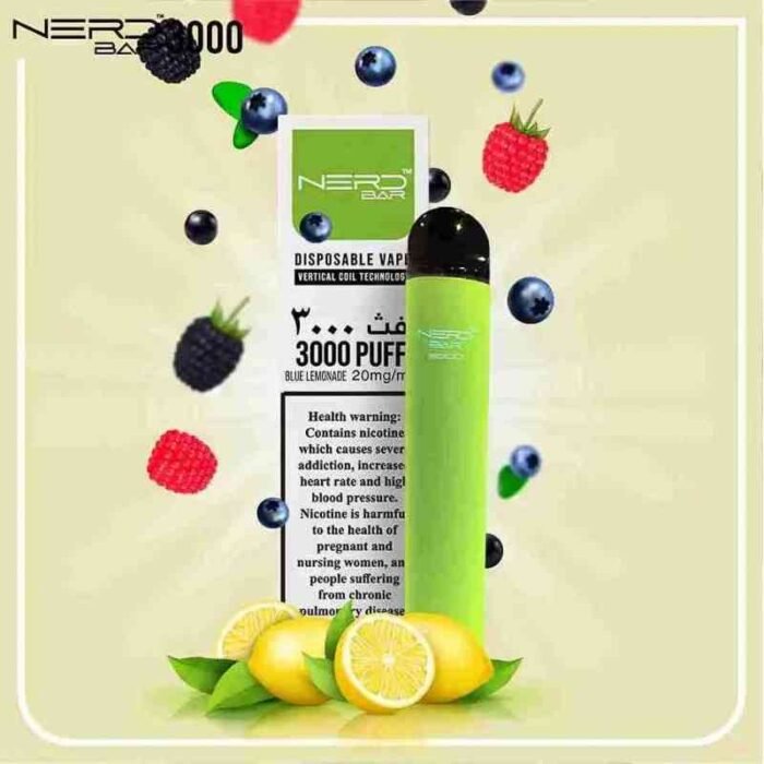 Nerd-Bar-3000-Puffs-20Mg-Disposable-Vape-In-UAE-BLUE-Lemonade Nerd Bar