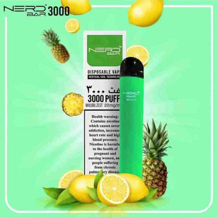 Nerd-Bar 3000 Puffs 20Mg Disposable Vape In UAE Malibu Zest Nerd Bar