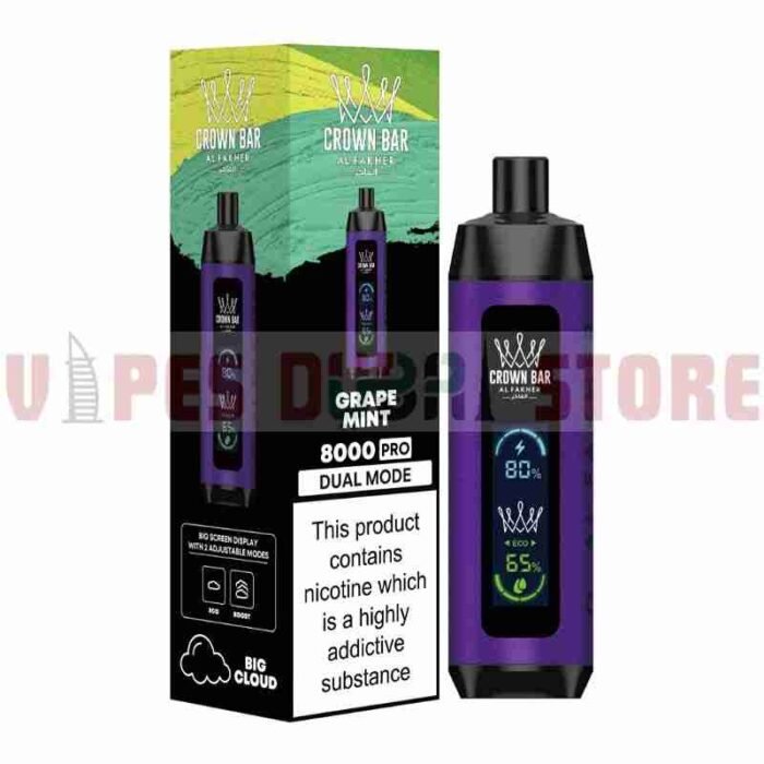 CROWN BAR PRO 8000 PUFFS GRAPE MINT