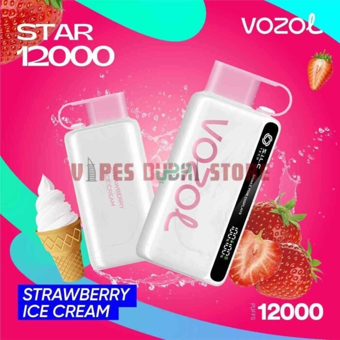 VOZOL Star 12K 12000 Puffs 5% Disposable Vape in Dubai STRAWBERRY ICE CREAM