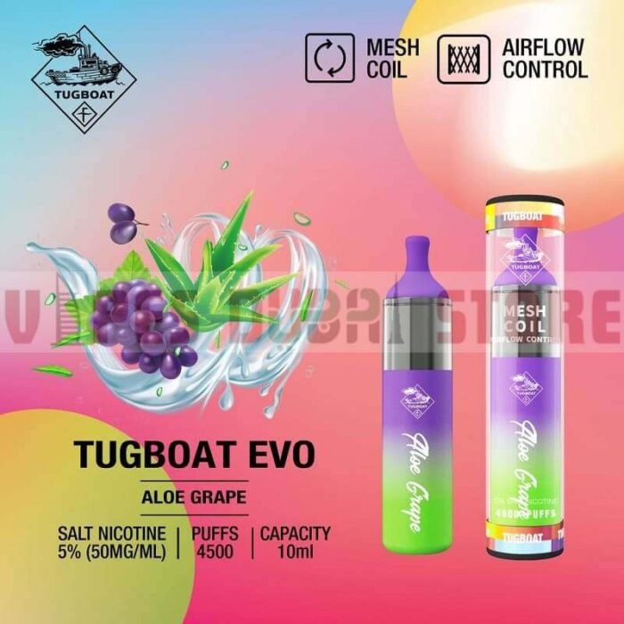 tugboat evo 4500 puffs aloe grape