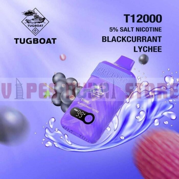 tugboat t12000 blackcurrant lychee disposble vape