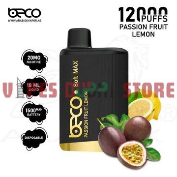 BECO Soft Max 12000 Puffs 20MG Disposable Vape in Dubai PASSION FRUIT LEMON BECO Soft Max 12000 Puffs 20MG Disposable Vape in Dubai PASSION FRUIT LEMON