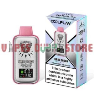 COOLPLAY Turbo 20000 Puffs 20MG Rechargeable Disposable Vape in Dubai STRAWBERRY ICE CREAM