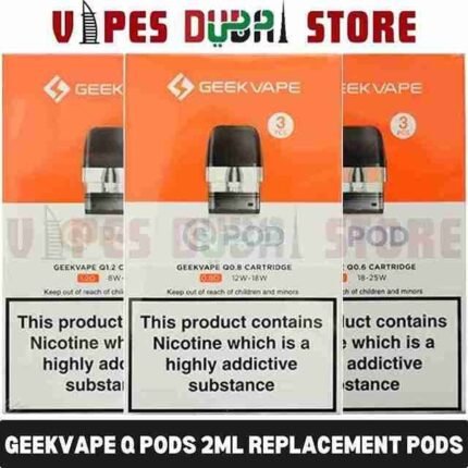 GEEKVAPE Q Pods 2ml Replacement Pods 0.6ohm, 0.8ohm, 1.2ohm Refillable Pods in Dubai, UAE – 3PCS Per Pack_1