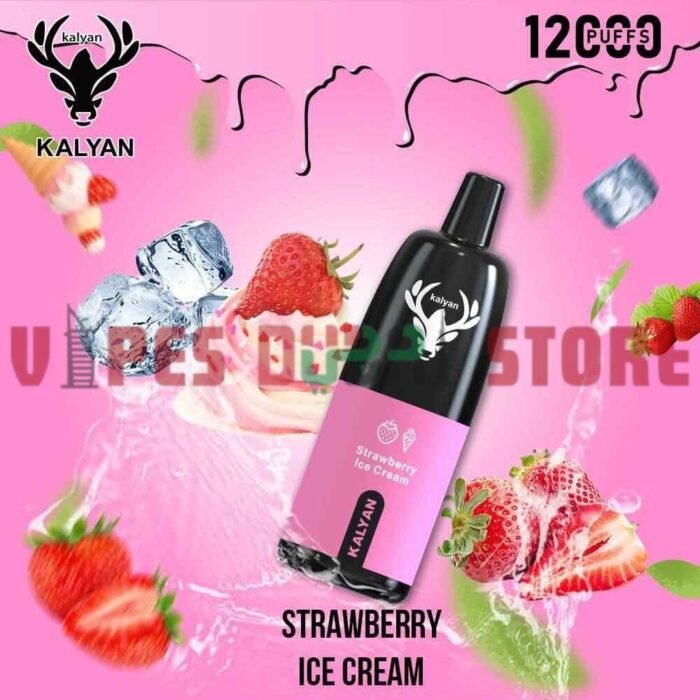 KALYAN Pro 12000 Puffs 50mg Disposable Vape in Dubai, UAE Strawberry Ice Cream
