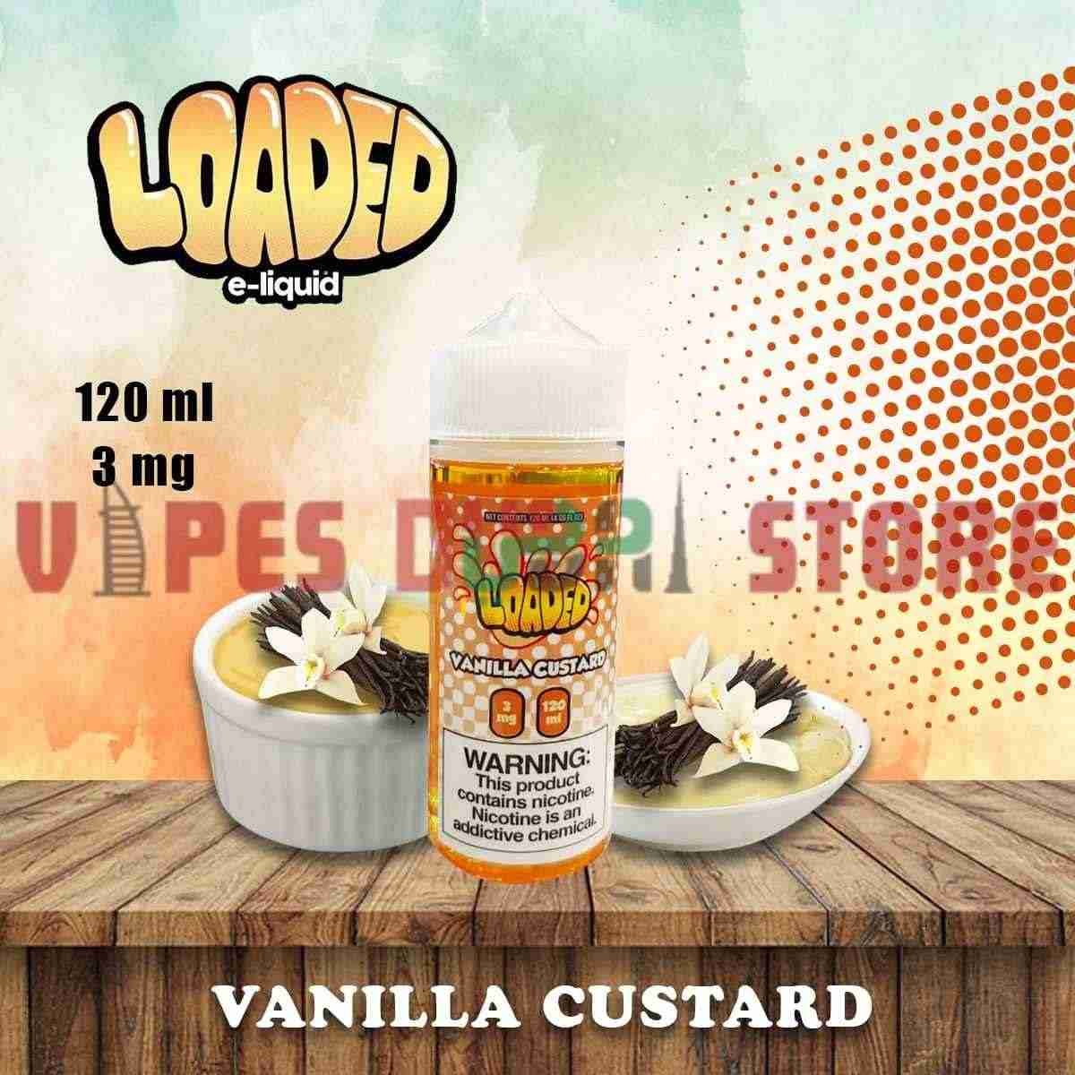 LOADED 120ml (0mg, 3mg, 6mg & 12mg) E-liquid in Dubai Vanilla Custard LOADED 120ml (0mg, 3mg, 6mg & 12mg) E-liquid in Dubai Vanilla Custard