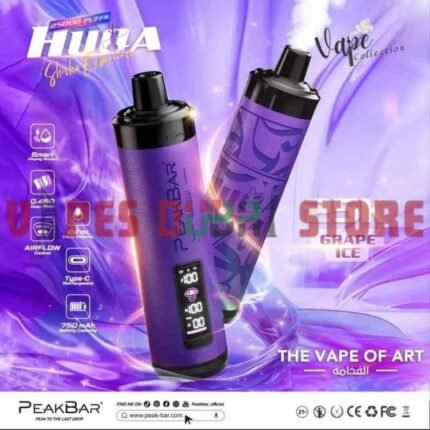 PEAKBAR HUQA 25000 Puffs DTL 5MG Disposable Vape in Dubai grape ice