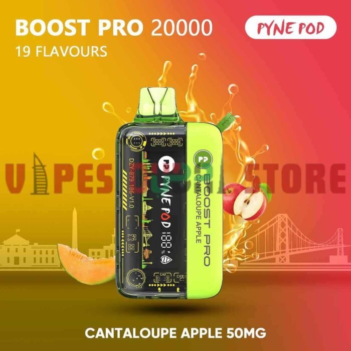 PYNE POD Boost Pro 20000 Puffs 50MG Disposable Vape in Dubai CANTALOUPE APPLE
