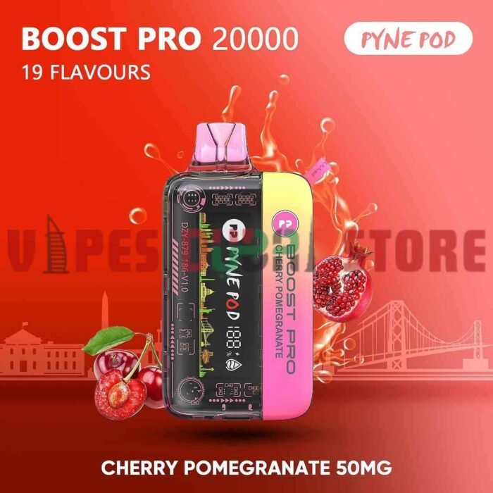 PYNE POD Boost Pro 20000 Puffs 50MG Disposable Vape in Dubai CHERRY POMEGRANATE