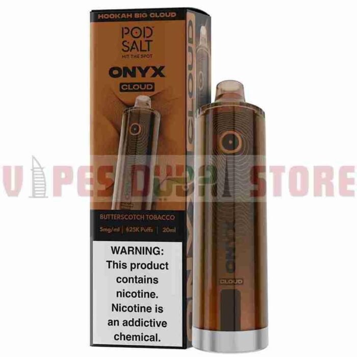 Pod Salt Onyx Cloud 25K Puff Shisha Disposable Butterscotch Tobacco