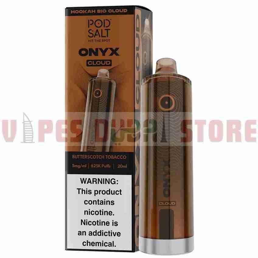Pod Salt Onyx Cloud 25K Puff Shisha Disposable Butterscotch Tobacco Pod Salt Onyx Cloud 25K Puff Shisha Disposable Butterscotch Tobacco