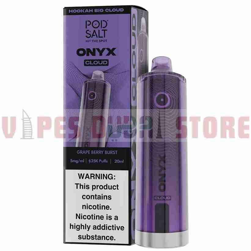 Pod Salt Onyx Cloud 25K Puff Shisha Disposable Grape Berry Burst Pod Salt Onyx Cloud 25K Puff Shisha Disposable Grape Berry Burst