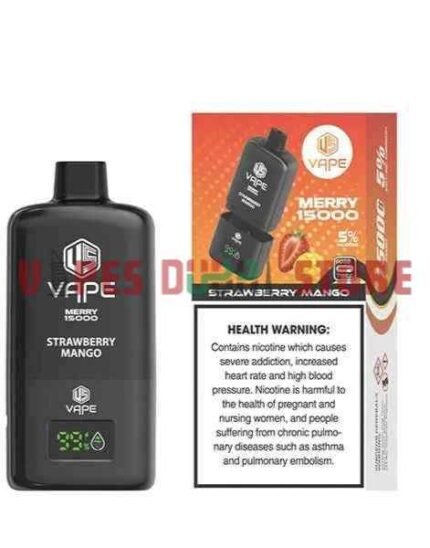 US VAPE MERRY 15000 Puffs 50MG Nicotine Disposable Vape in Dubai, UAE STRAWBERRY MANGO