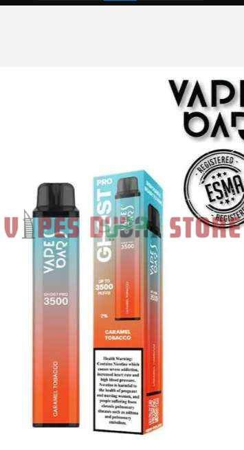 VAPES BARS Ghost Pro 3500 Puffs 0MG Disposable Vape in Dubai Caramel tobacco