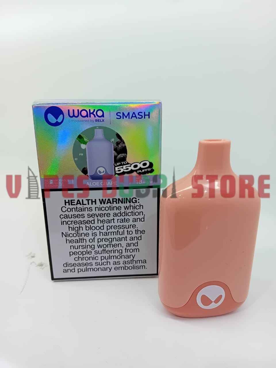 Waka Smash 5500 Puffs 18mg Disposable Vape, UAE Aloe Grape Waka Smash 5500 Puffs 18mg Disposable Vape, UAE Aloe Grape