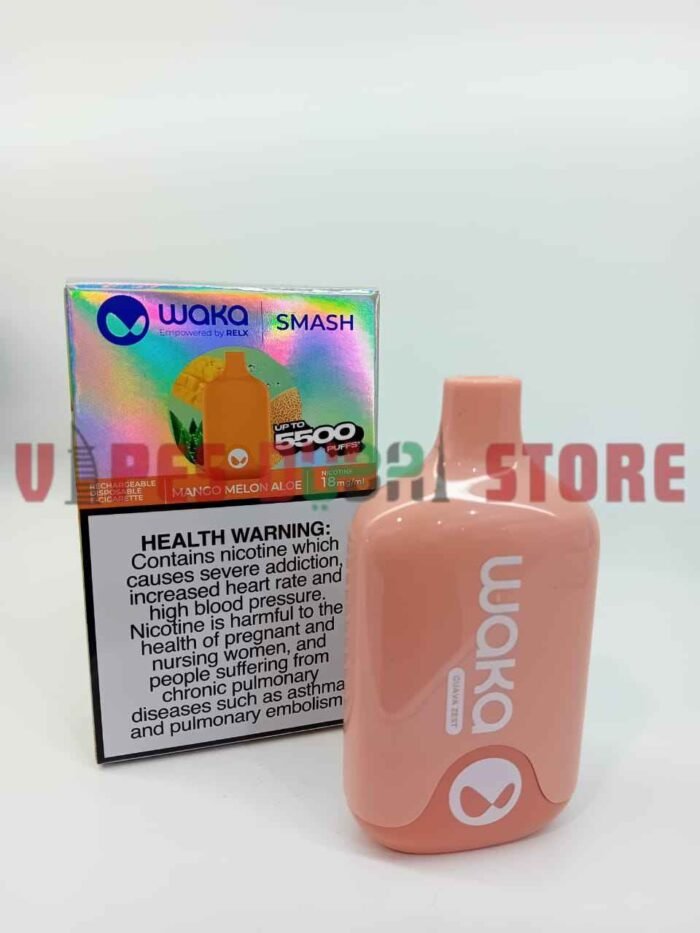Waka Smash 5500 Puffs 18mg Disposable Vape, UAE Mango Melon Aloe