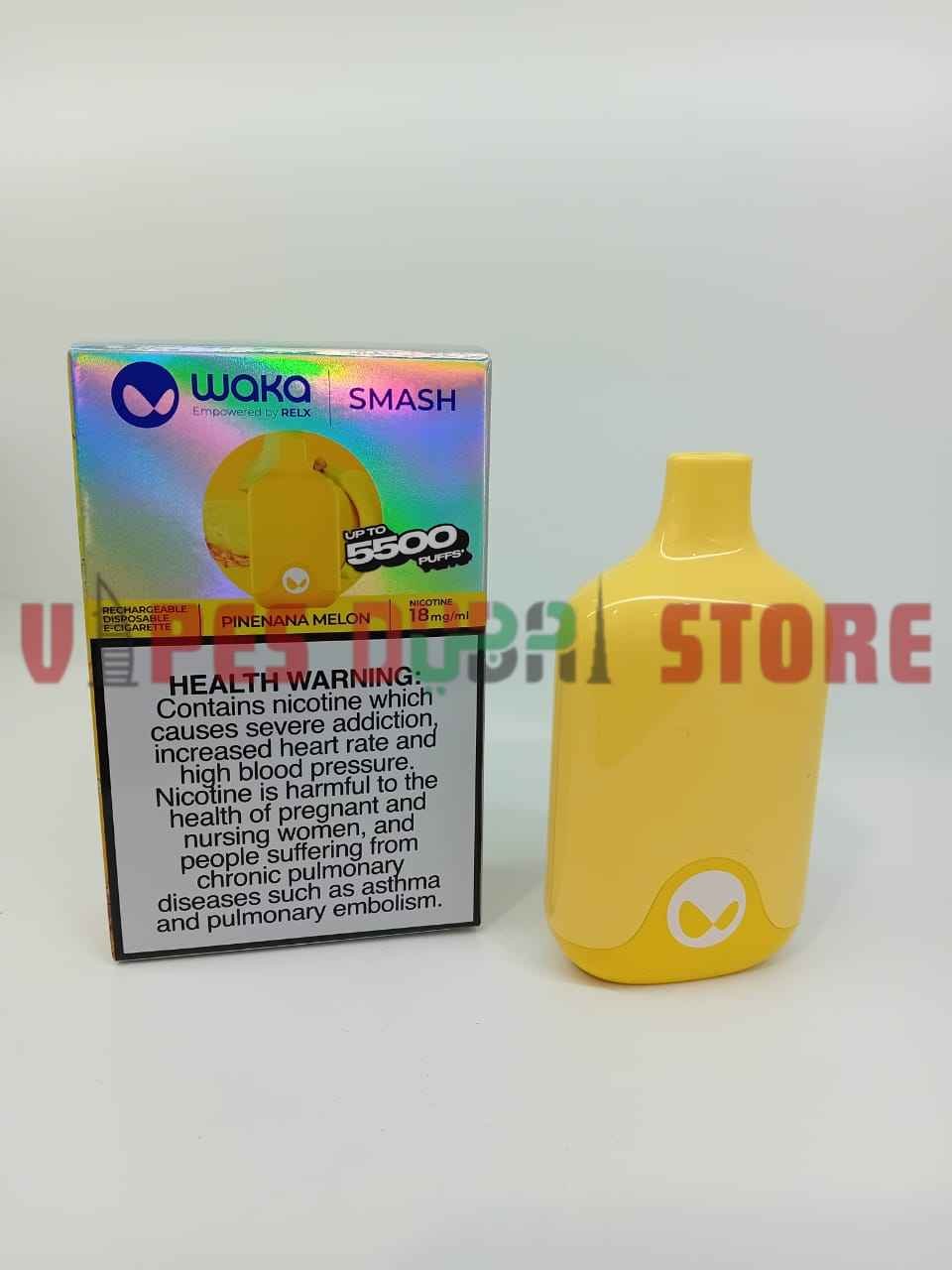 Waka Smash 5500 Puffs 18mg Disposable Vape, UAE Pinenana melon Waka Smash 5500 Puffs 18mg Disposable Vape, UAE Pinenana melon