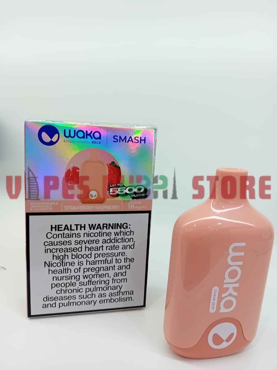 Waka Smash 5500 Puffs 18mg Disposable Vape, UAE Strawberry Raspberry Waka Smash 5500 Puffs 18mg Disposable Vape, UAE Strawberry Raspberry