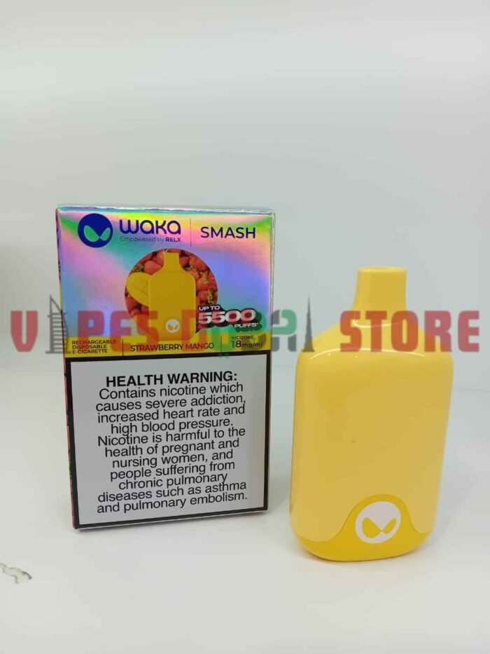 Waka Smash 5500 Puffs 18mg Disposable Vape, UAE Strawberry mango