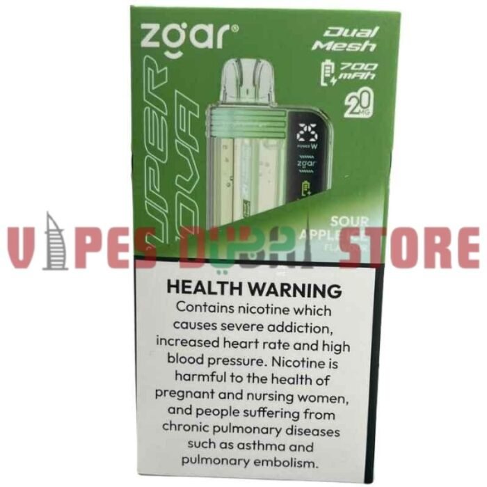 ZGAR Supernova 30000 Puffs – 2%mg_18ml Disposable Vape in Dubai sour apple ice