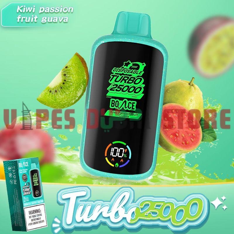 BOUNCE Turbo 25000 Puffs 50MG Disposable Vape in Dubai kiwi passion fruit guava BOUNCE Turbo 25000 Puffs 50MG Disposable Vape in Dubai kiwi passion fruit guava