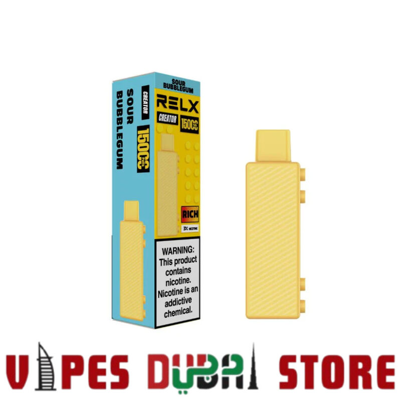 RELX Creator Kit 15000 Puffs Disposable Vape Price in Dubai Sour Bubblegum