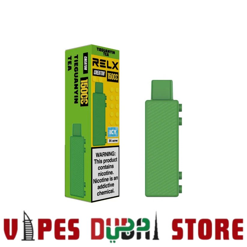 RELX Creator Kit 15000 Puffs Disposable Vape Price in Dubai Tieguanyin Tea RELX Creator Kit 15000 Puffs Disposable Vape Price in Dubai Tieguanyin Tea