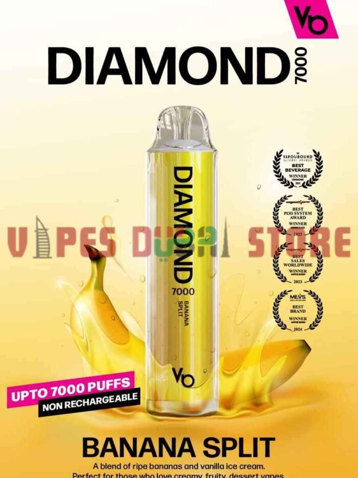 VAPES BARS Diamond 7000 Puffs 20MG Nicotine Disposable Vape in Dubai BANANA SPLIT