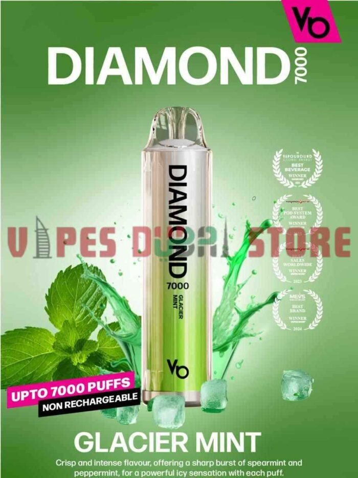 VAPES BARS Diamond 7000 Puffs 20MG Nicotine Disposable Vape in Dubai GLACIER MINT