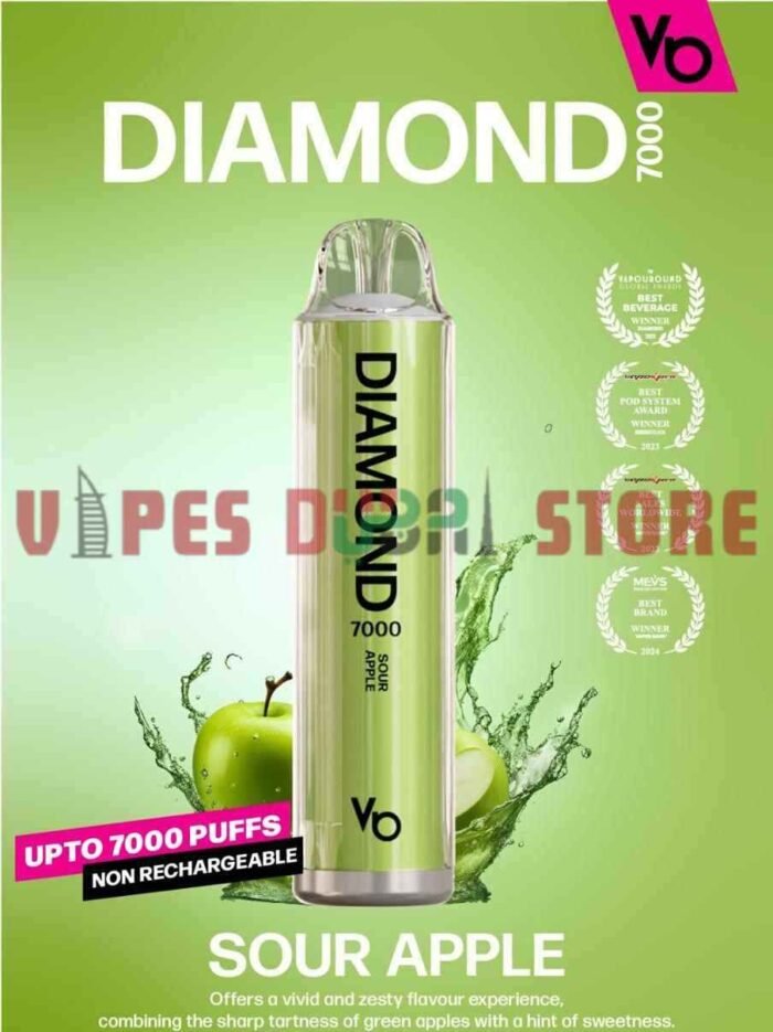 VAPES BARS Diamond 7000 Puffs 20MG Nicotine Disposable Vape in Dubai SOUR APPLE