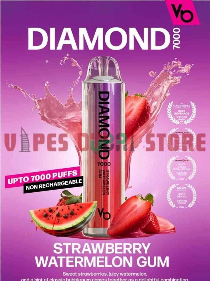 VAPES BARS Diamond 7000 Puffs 20MG Nicotine Disposable Vape in Dubai STRAWBERRY WATERMELON GUM