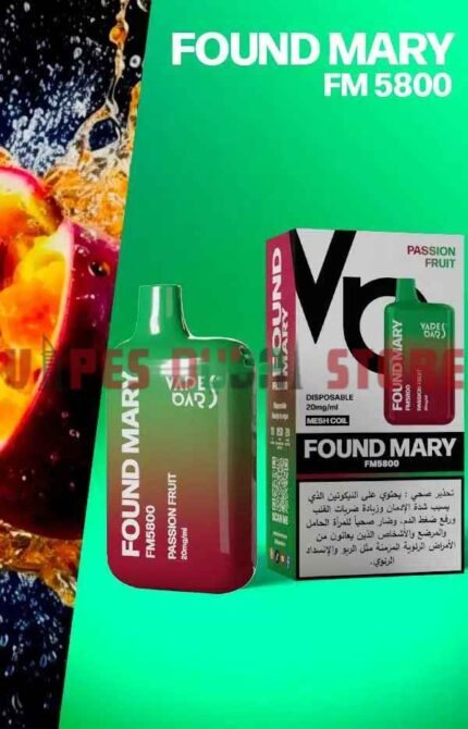 VAPES BARS Found Mary FM5800 Disposable 5800 Puffs Rechargeable Vape in UAE passion fruit