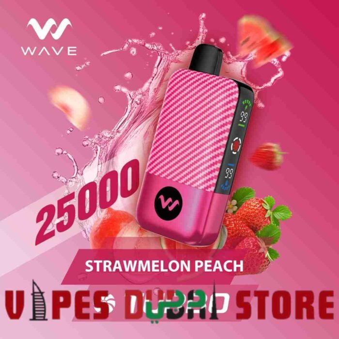 WAVE Turbo 25000 Puffs 50MG Disposable Vape Price in Dubai Strawmelon Peach