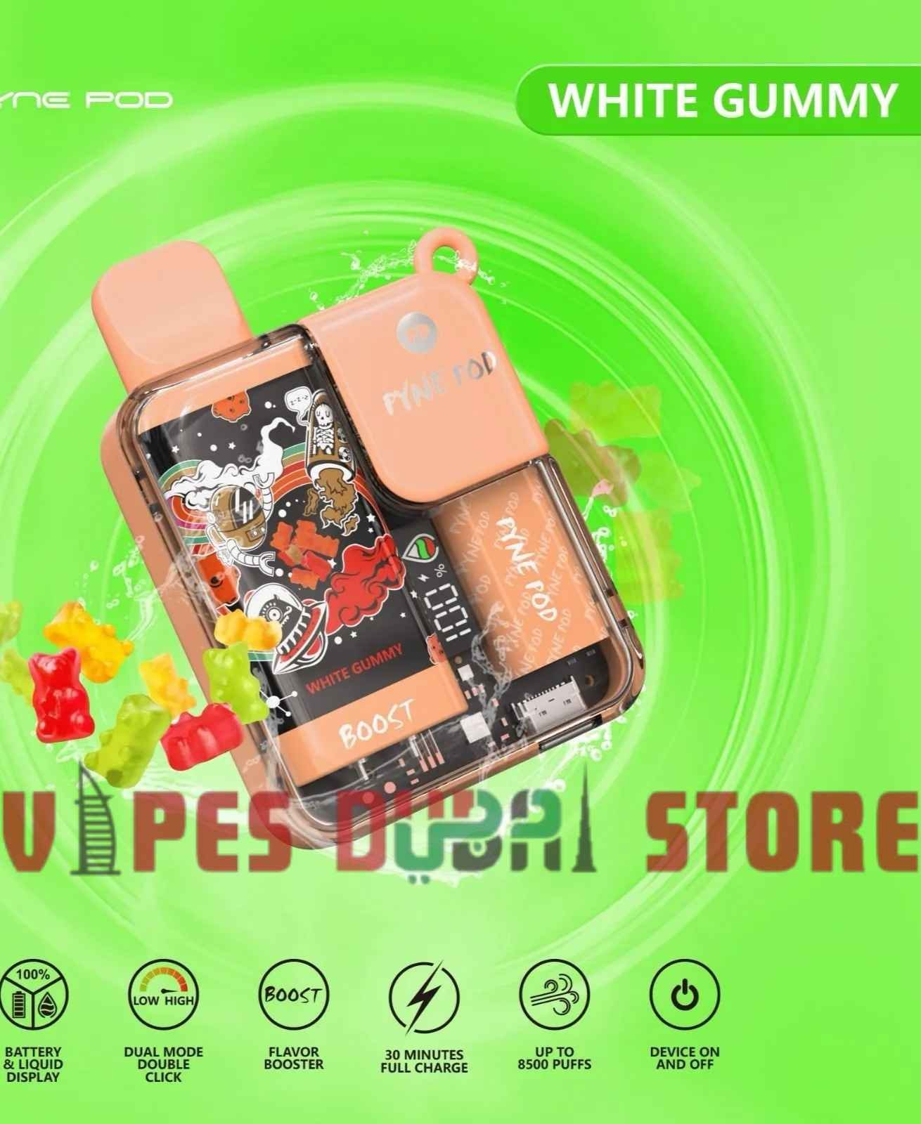 Pyne-Pod-8500-Disposable-Vape-White-Gummy Pyne-Pod-8500-Disposable-Vape-White-Gummy