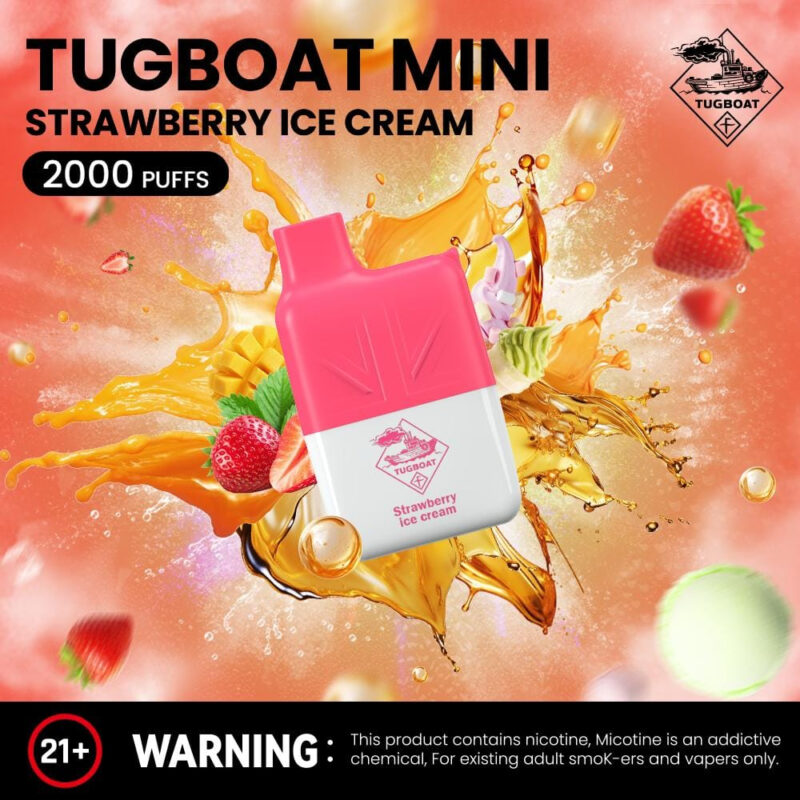Tugboat-Mini-2000-Puffs-2-Nicotine-Disposable-Vape-in-UAE-Strawberry Ice Cream