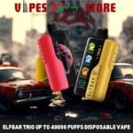 Elfbar trio up to 40000 puffs 50mg nicotine 4 mesh coil disposable vape in Dubai