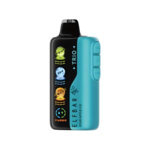 Elfbar trio up to 40000 puffs 50mg nicotine 4 mesh coil disposable vape in Dubai sour-apple-ice