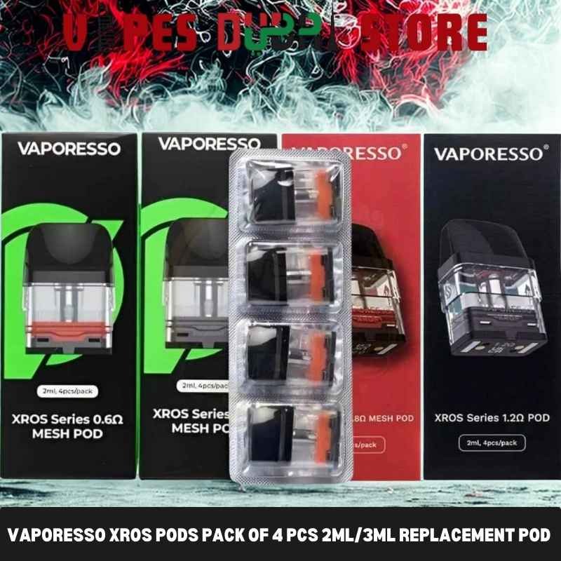 VAPORESSO XROS PODS PACK OF 4 PCS 2ml3ml Replacement Pod Cartridge in Dubai, UAE VAPORESSO XROS PODS PACK OF 4 PCS 2ml3ml Replacement Pod Cartridge in Dubai, UAE