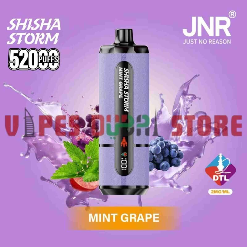 JNR Shisha Storm 52000 Puffs Disposable Vape 2mg DTL in the UAE mint grape