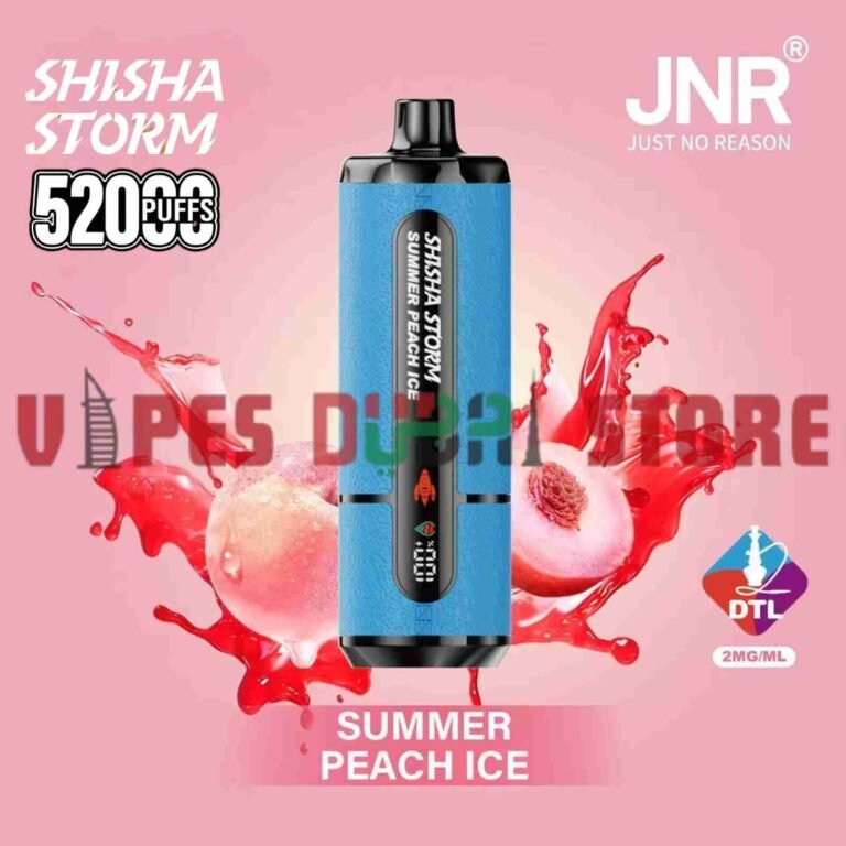 JNR Shisha Storm 52000 Puffs Disposable Vape 2mg DTL in the UAE summer peach ice