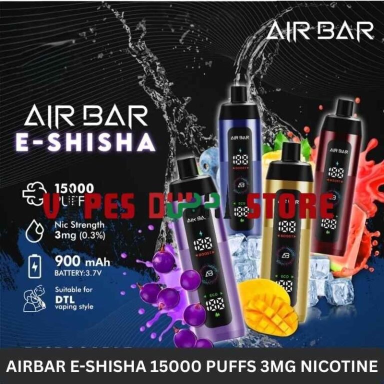Airbar E shisha 15000 puffs 3mg nicotine DTL vape in Dubai