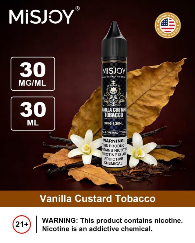 Misjoy premium salt nicotine 30mg 30mg E liquid USA brand in Dubai Vanilla Custard Tabacco