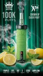 Sultan xtra shisha Dtl 100k puffs 2mg nicotine triple mesh vape in Dubai lemon mint