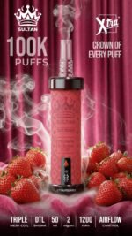 Sultan xtra shisha Dtl 100k puffs 2mg nicotine triple mesh vape in Dubai strawberry